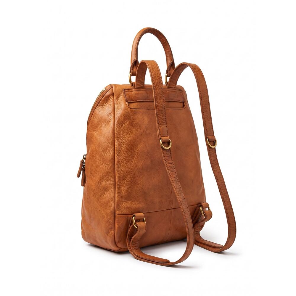 HOBO River Women's Tan Indie Pebbled Leather Luxe Teardrop Backpack Purse - Picture 2 of 12